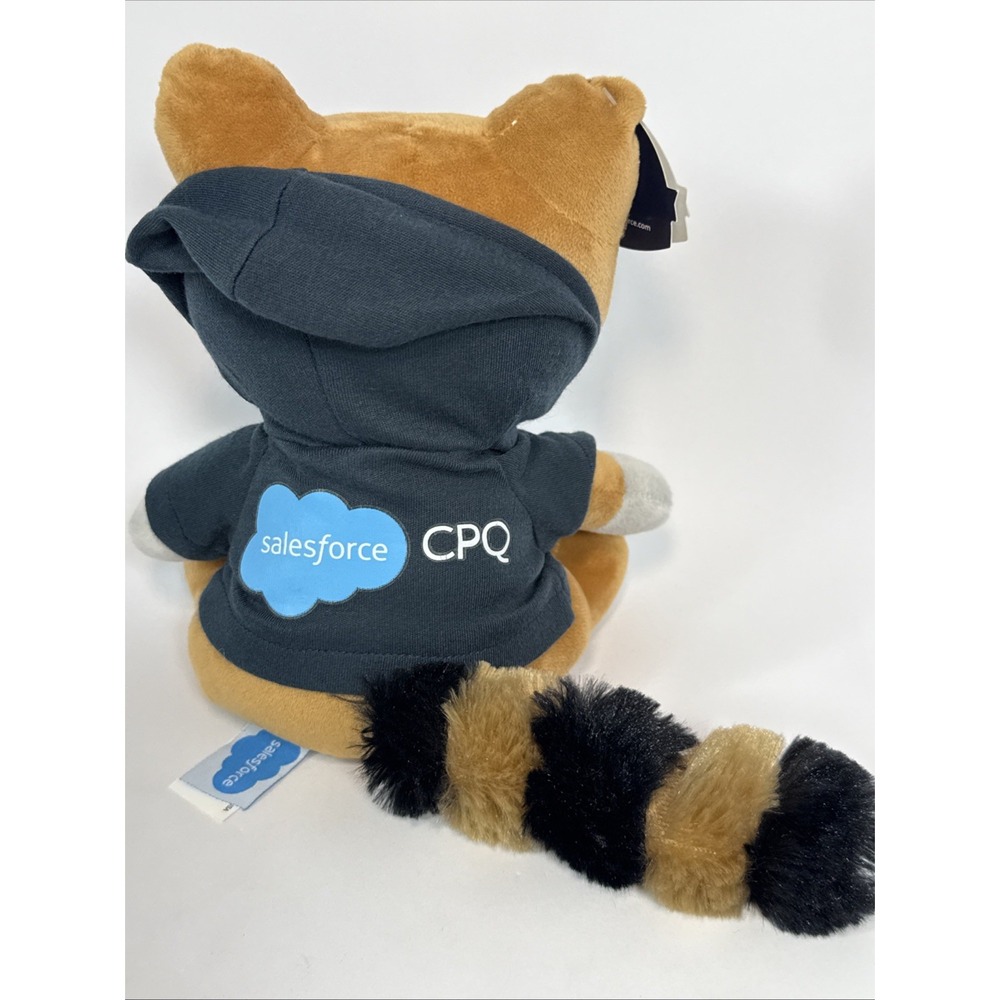 Salesforce Dreamforce Astro Trailhead Plush Mascot Blue Hoodie Raccoon Tags - Picture 5 of 9